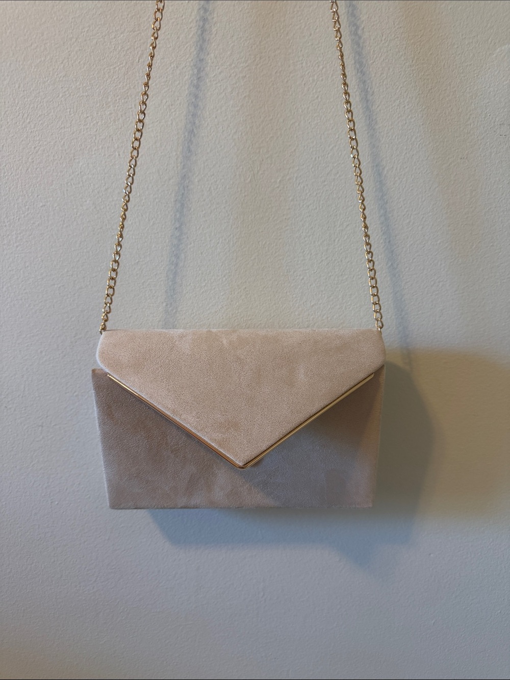 Suede Envelope Crossbody Bag - Neutral Taupe